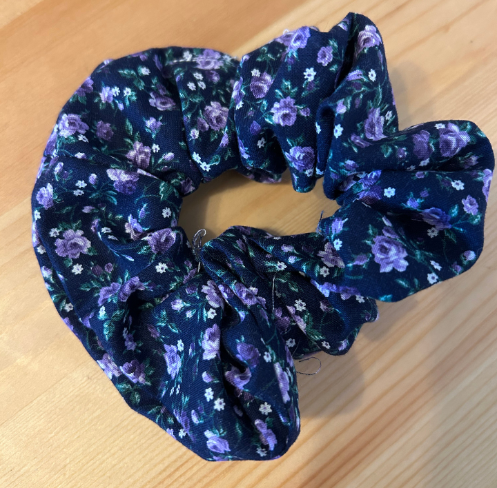 Purple Floral Scrunchie